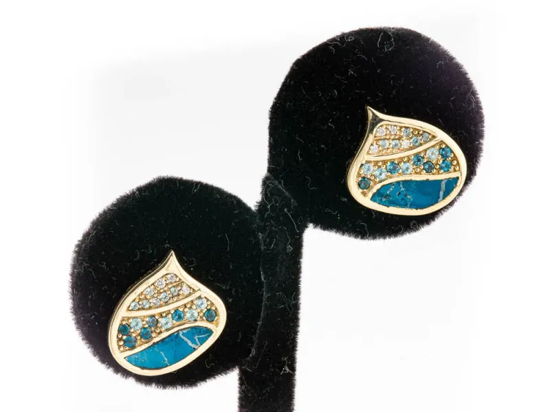 Star Of Alaska Covellite Large Wave Earrings With Blue Topaz