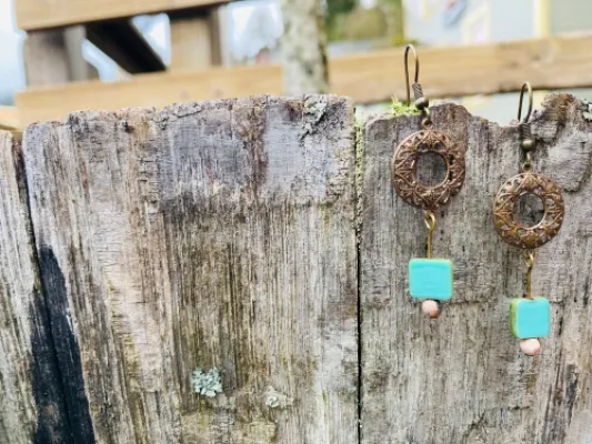 Turquoise and Bronze Earrings