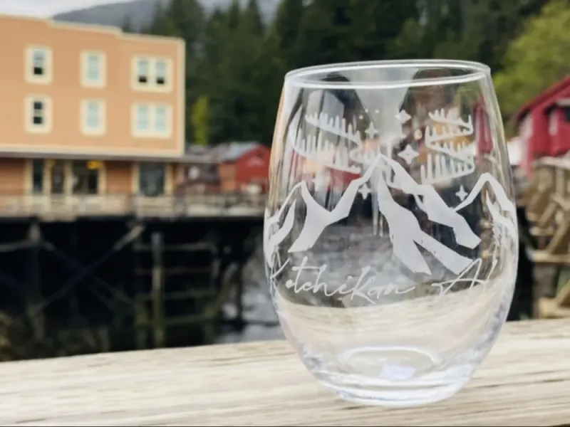 Ketchikan Alaska Stemless Wine Glass