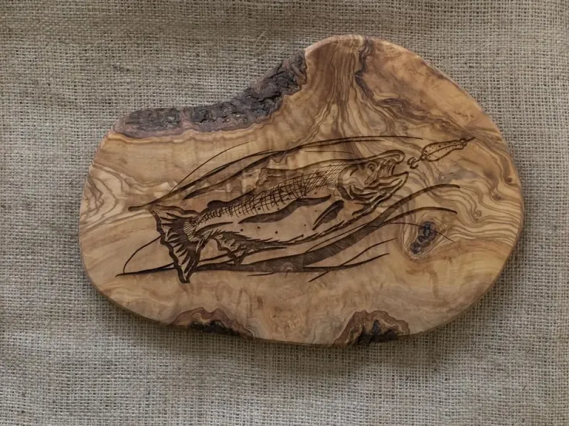 Fishing For Salmon Wood Cutting Board