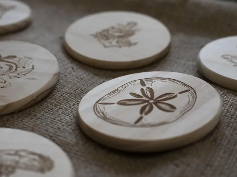 Slate And Wood Round Coasters