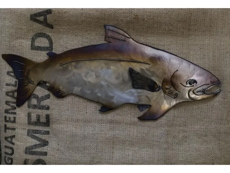 Salmon With Fin Salvage Divas Recycled Metal 