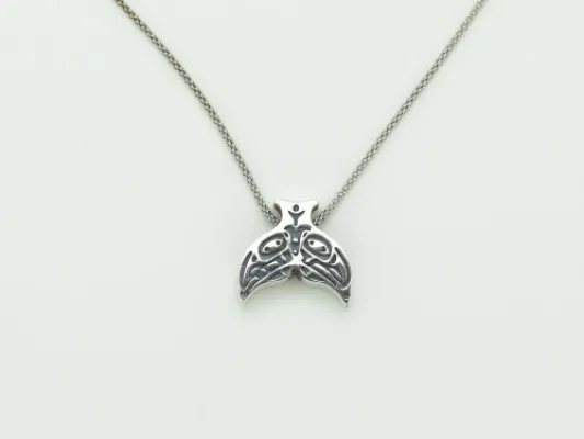 Lovebird Whale Tail – Eagle and Raven – Sterling Silver 18”  Necklace 