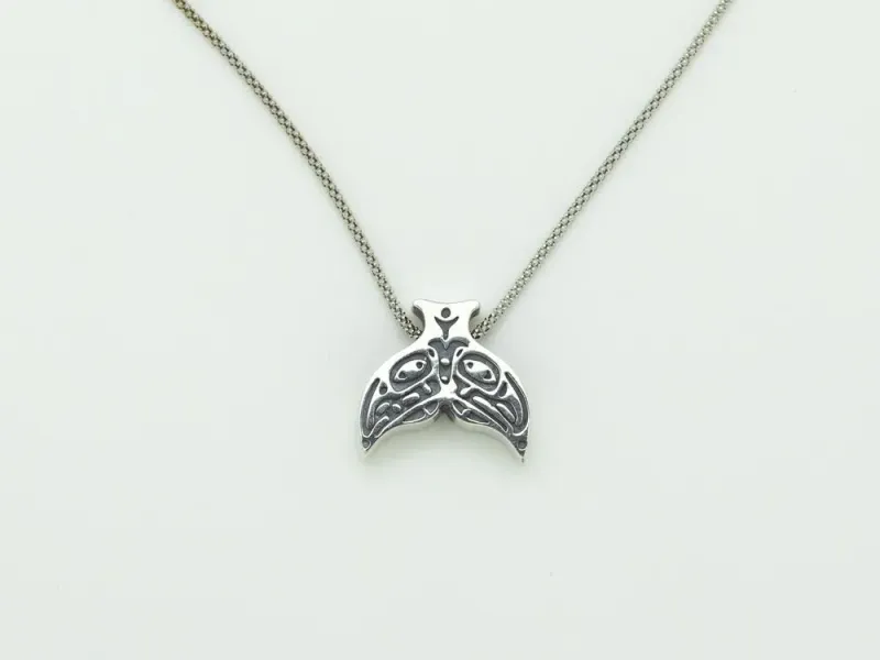 Lovebird Whale Tail – Eagle and Raven – Sterling Silver 18”  Necklace 