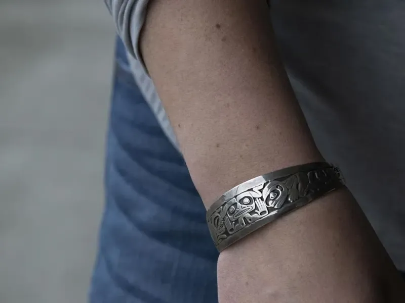 Barry Herem Sterling Engraved Frog Totemic Cuff 