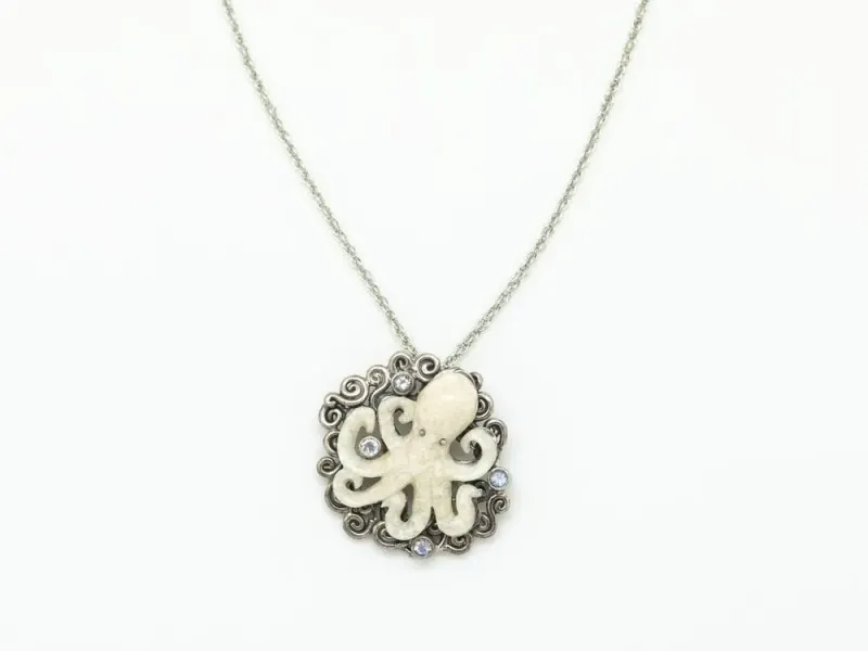 Walrus Ivory Sterling Silver Octopus Pendant
