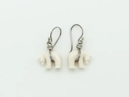 Ivory Sterling Silver earrings “Standing Bear” 