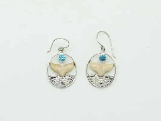 Walrus Ivory Sterling Silver Earrings “Whale Song” 