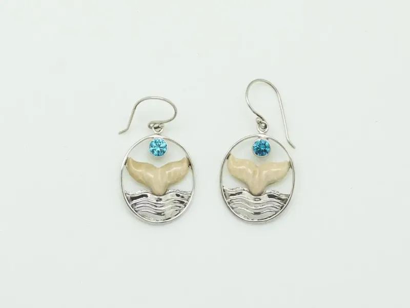 Walrus Ivory Sterling Silver Earrings “Whale Song” 
