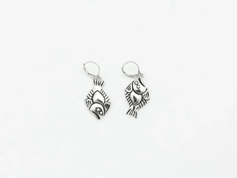 Engraved Halibut Earrings Sterling Silver