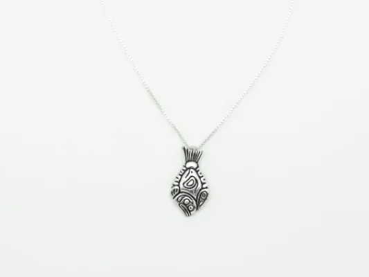 Engraved Halibut Pendant Sterling Silver