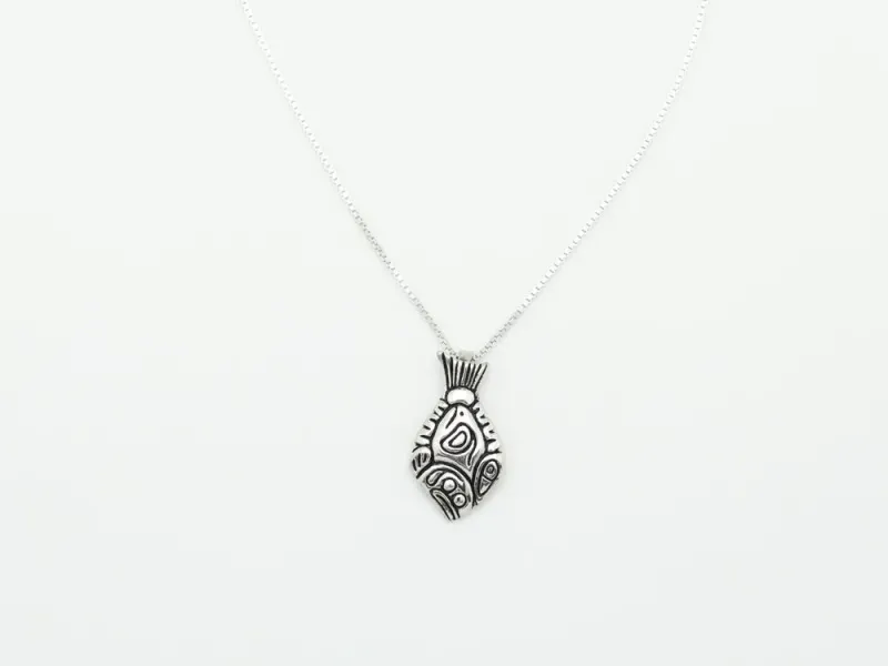 Engraved Halibut Pendant Sterling Silver
