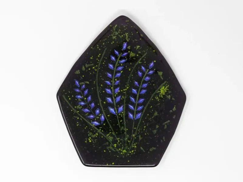 Fused Glass – Abstract Iridescent Fireweed Plate