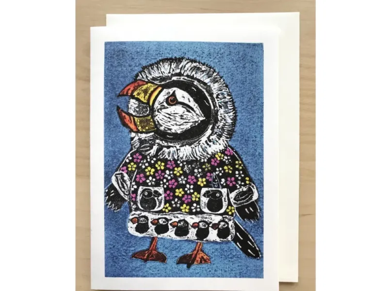 "Fish in a Pocket" Original Woodblock Reduction print by Yumi Kawaguchi