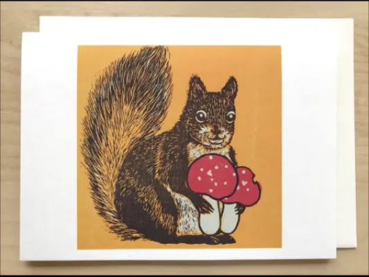 "For You Amanita" Original Woodblock Reduction print by Yumi Kawaguchi