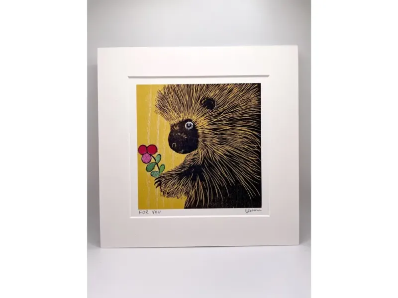 "For You" Original Woodblock Reduction print by Yumi Kawaguchi