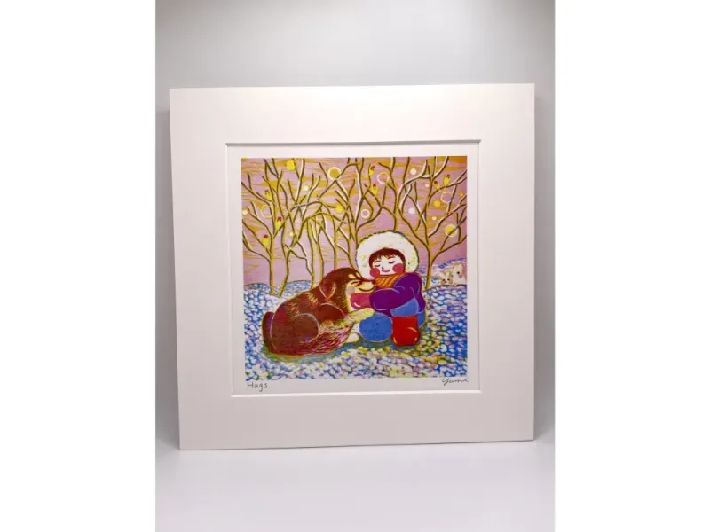 "Hugs" Original Woodblock Reduction print by Yumi Kawaguchi