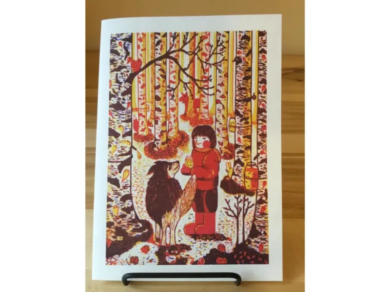 "Collecting Birch Sap" Original Woodblock Reduction print by Yumi Kawaguchi