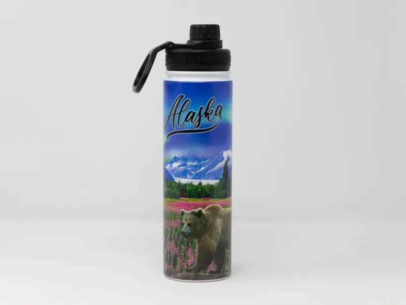 Alaska Scenic Mountain Glacier Bear Water Bottle
