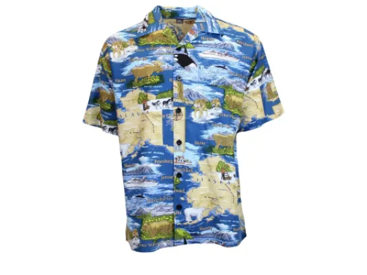 Alaska Printed Camp Shirt Hawaiian style