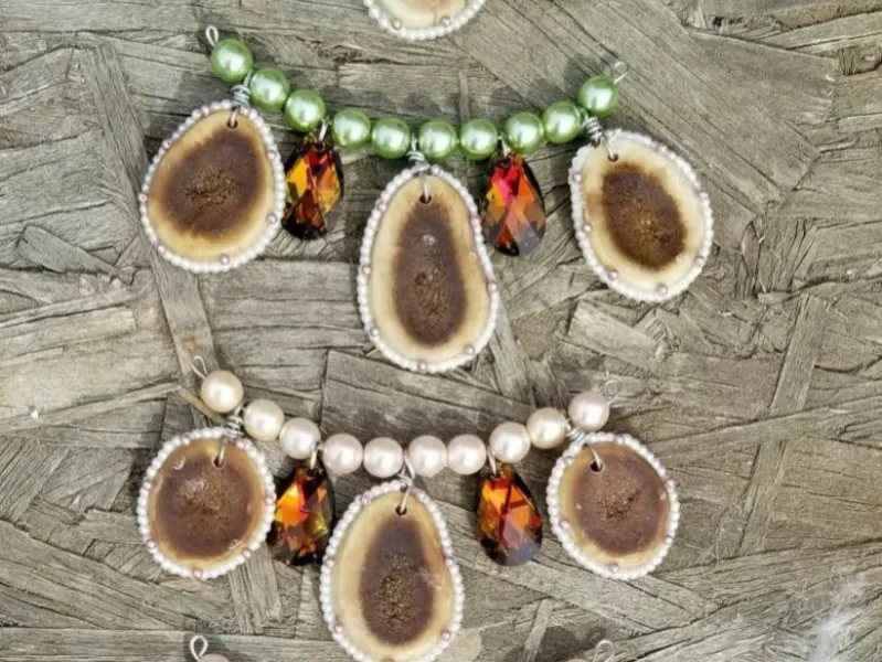 Multiple Antler Slice Necklace w/ Swarovski Crystals