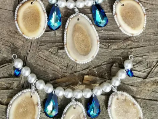 Multiple Antler Slice Necklace w/ Swarovski Crystals