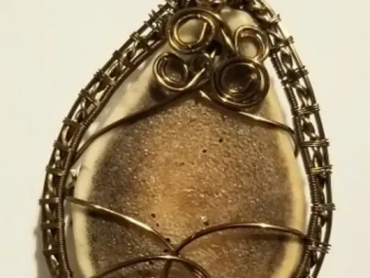 Wire Wrapped Antler Slice Pendant