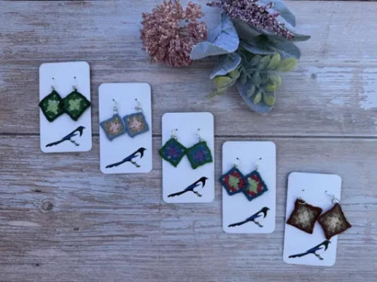 Micro-Crochet Granny Square Earrings