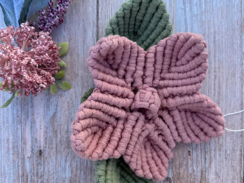 Macramé flower sculpture