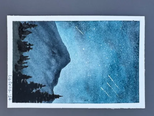 Original watercolor painting - meteor
