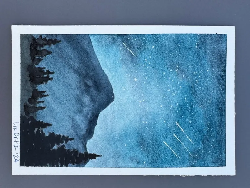 Original watercolor painting - meteor