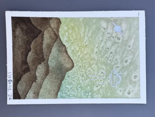 Original watercolor painting - UFO