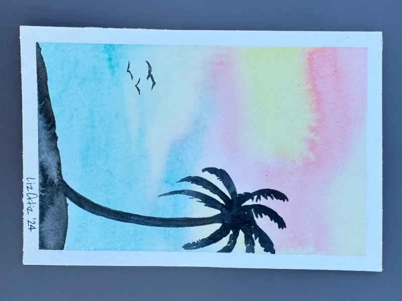 Original watercolor painting - vacation