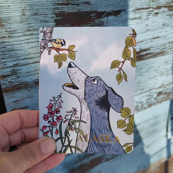Alaska Chickadee and Dog