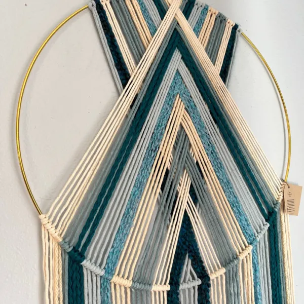 Blues & Cream 24” hoop wall hanging