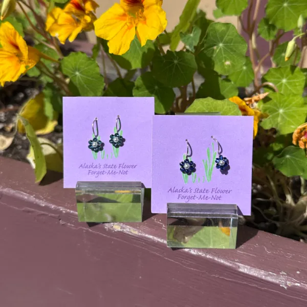 Forget-me-not Alaska State Flower Dangly Earrings - Large
