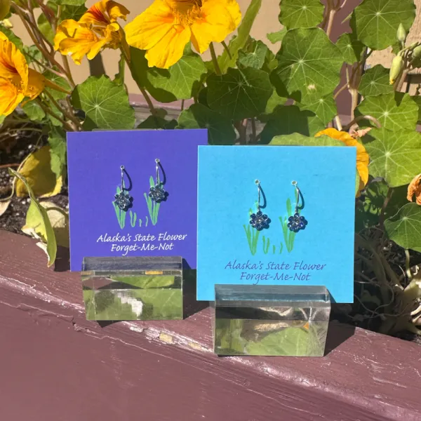 Forget-me-not Alaska State Flower Dangly Earrings - Small