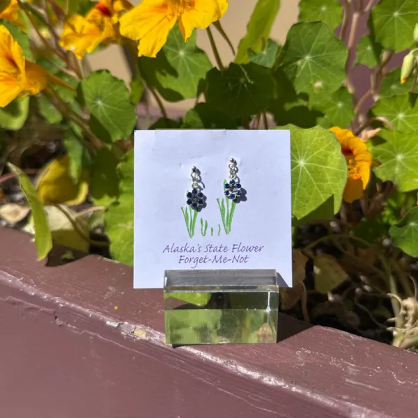 Forget-me-not Alaska State Flower Chain Dangly Earrings