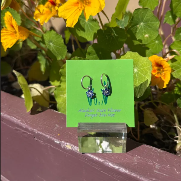 Forget-me-not Alaska State Flower Hoop Earrings