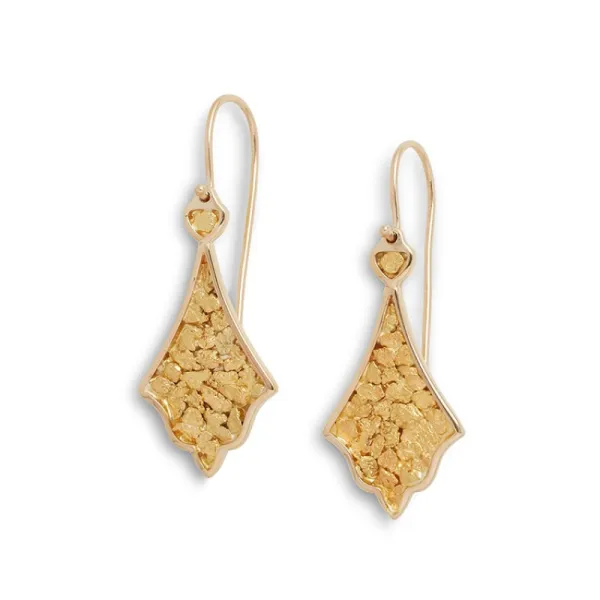 Alaskan Gold Nugget Diamond Drop Earrings