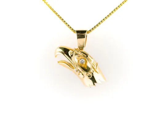 Hand Crafted Eagle Pendant With Diamond