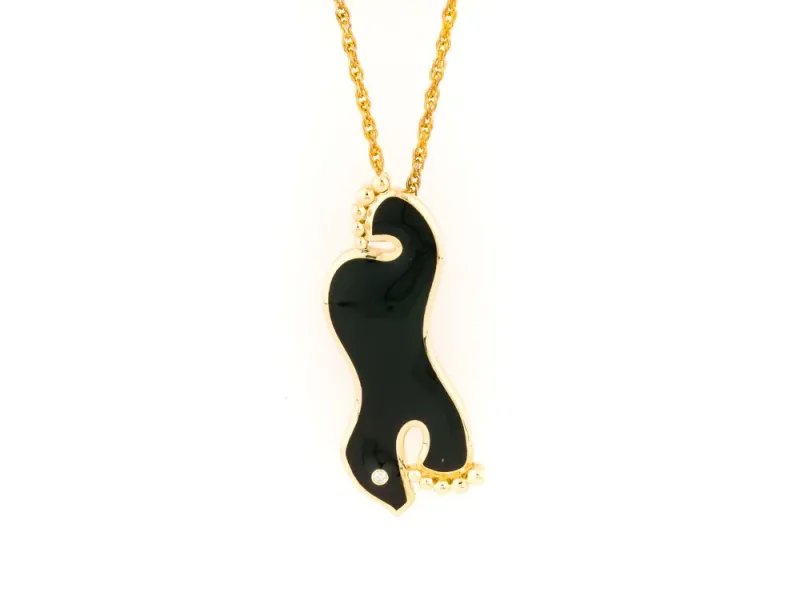 Alaska Black Petrified Wood Diving Polar Bear Pendent