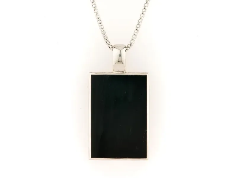 Alaska Black Petrified Wood Solid Rectangular Pendant