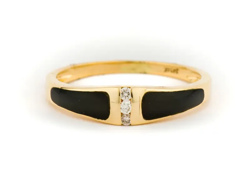 Alaska Black Petrified Wood 2-Panel Ladies Ring