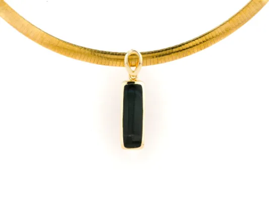 Alaska Black Petrified Wood Elongated Rectangular Solid Pendant