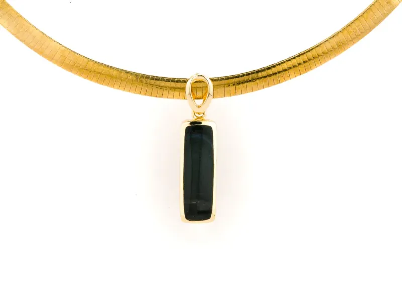 Alaska Black Petrified Wood Elongated Rectangular Solid Pendant