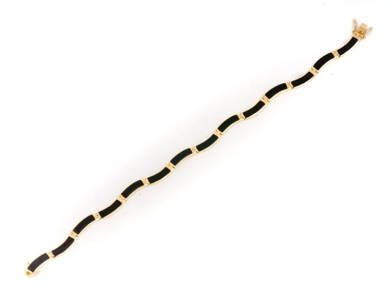 Alaska Black Petrified Wood Bracelet With Curved Links