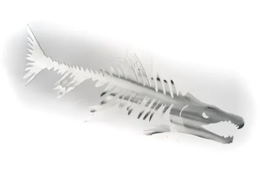 Skeletal Salmon Bones Metal Wall Hanging